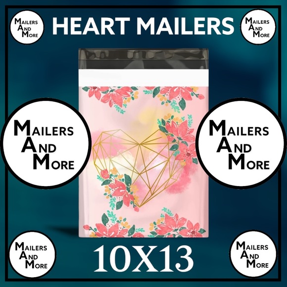 50 10X13 Geometric Heart Poly Mailers Shipping Envelopes Bags PRICE IS FIRM - Picture 2 of 7